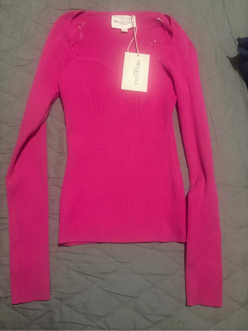 Mika & Gala Fuchsia Ribbed Long-Sleeve Top